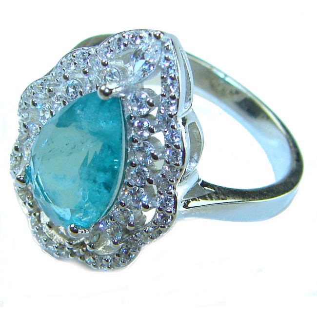 14.9 carat authentic Aquamarine .925 Sterling Silver Handcrafted Ring size 8 1/4