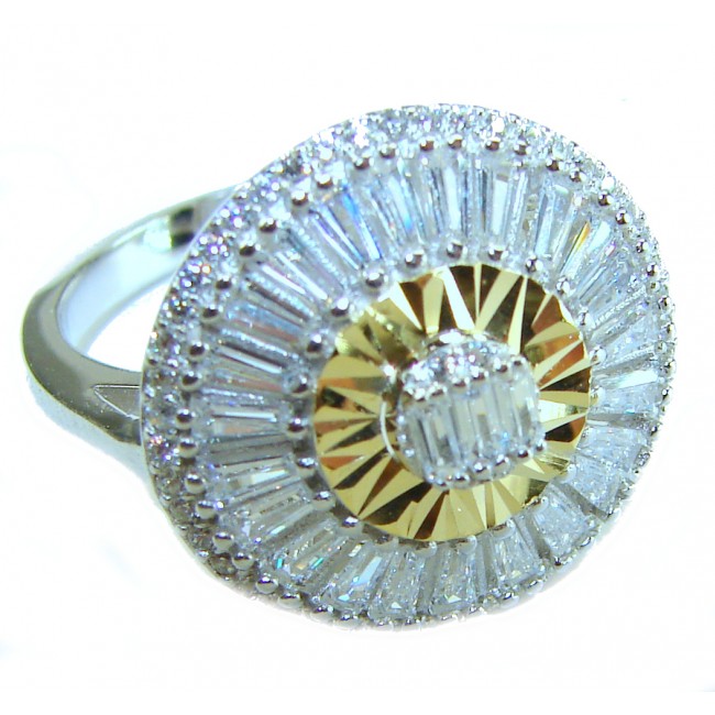 Art Deco 10.2 carat White Topaz 2 tones .925 Silver handcrafted Cocktail Ring s. 7 - photo 3