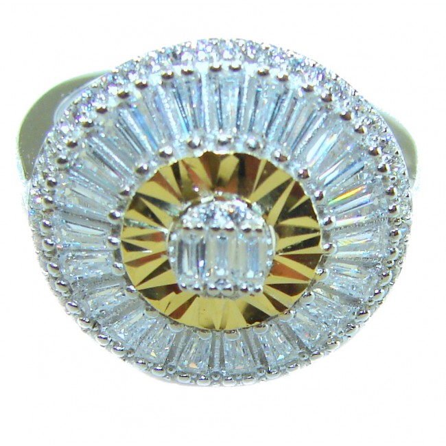 Art Deco 10.2 carat White Topaz 2 tones .925 Silver handcrafted Cocktail Ring s. 7 - photo 2