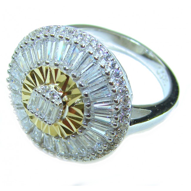 Art Deco 10.2 carat White Topaz 2 tones .925 Silver handcrafted Cocktail Ring s. 7 - photo 1