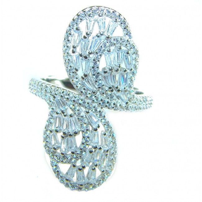 Luxurious 10.8 carat White Topaz .925 Sterling Silver brilliantly handcrafted ring s. 7 1/4 - photo 3