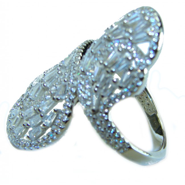 Luxurious 10.8 carat White Topaz .925 Sterling Silver brilliantly handcrafted ring s. 7 1/4 - photo 1