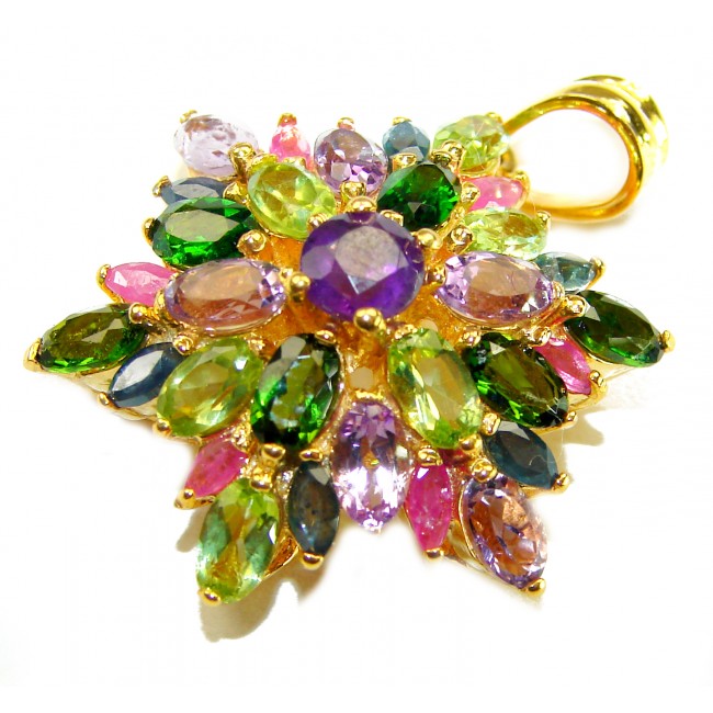 Vintage Design Genuine 15.5 carat precious Amethyst .925 Sterling Silver dipped in 18K Gold handmade Pendant