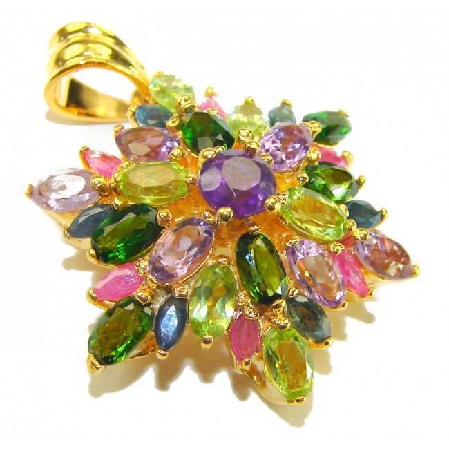 Vintage Design Genuine 15.5 carat precious Amethyst .925 Sterling Silver dipped in 18K Gold handmade Pendant