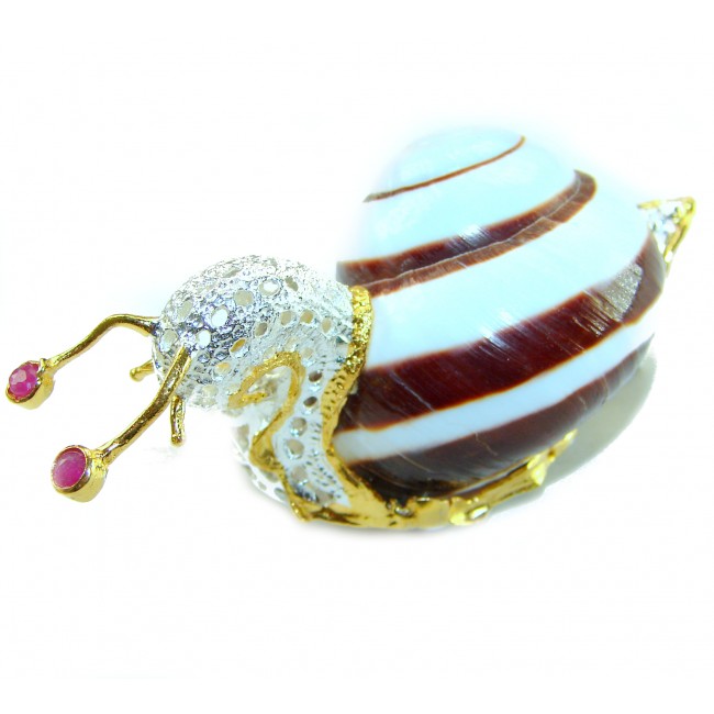LARE Snail - Ocean Shell 18k Gold over .925 Sterling Silver handcrafted Pendant Brooch