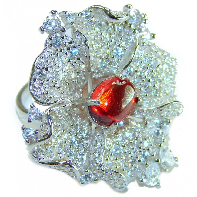 Spectacular Authentic 6.3 carat Ruby .925 Sterling Silver handmade Cocktail Ring s. 8