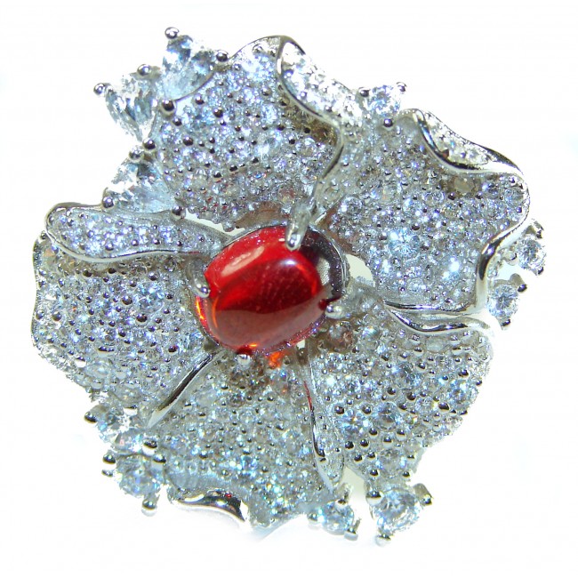 Spectacular Authentic 6.3 carat Ruby .925 Sterling Silver handmade Cocktail Ring s. 8
