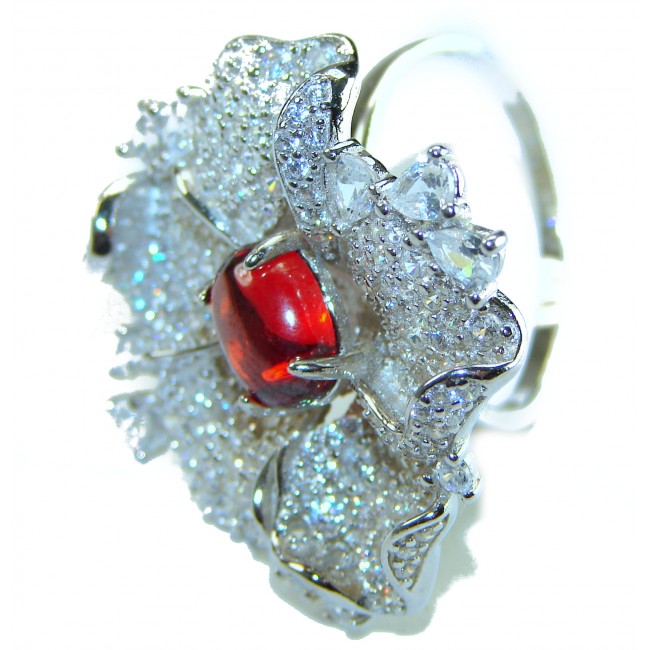 Spectacular Authentic 6.3 carat Ruby .925 Sterling Silver handmade Cocktail Ring s. 8