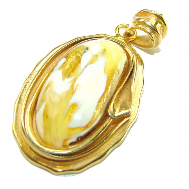 Prehistoric Authentic Buttescotch Baltic Amber 14K Gold over .925 Sterling Silver beautifully handcrafted Pendant