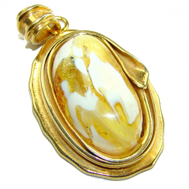 Prehistoric Authentic Buttescotch Baltic Amber 14K Gold over .925 Sterling Silver beautifully handcrafted Pendant