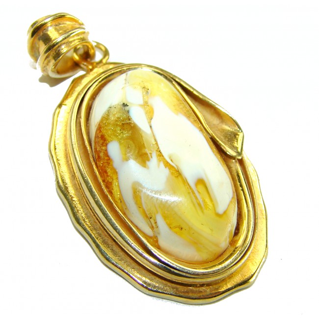 Prehistoric Authentic Buttescotch Baltic Amber 14K Gold over .925 Sterling Silver beautifully handcrafted Pendant