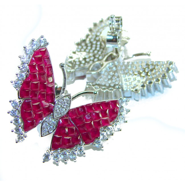 Real Beauty natural 11.9 carat Ruby Butterflies .925 Sterling Silver handcrafted earrings