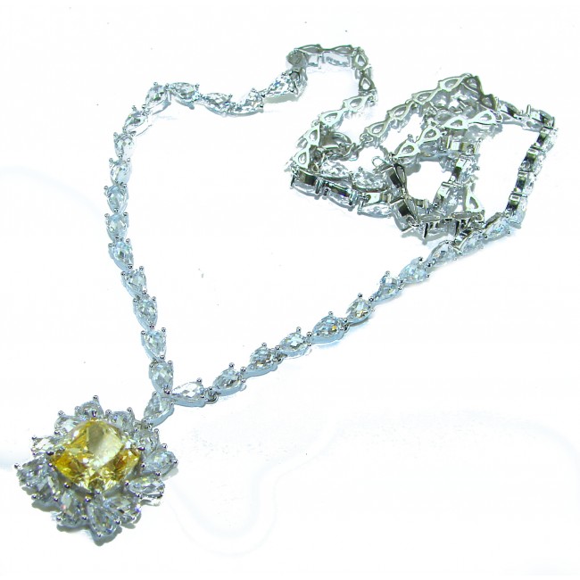 Golden - yellow Montana Sapphire .925 Sterling Silver handcrafted Statement Necklace