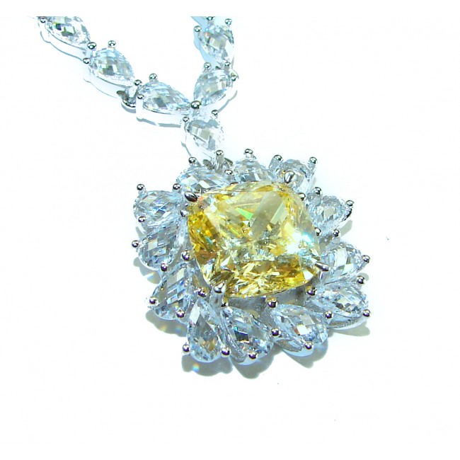 Golden - yellow Montana Sapphire .925 Sterling Silver handcrafted Statement Necklace