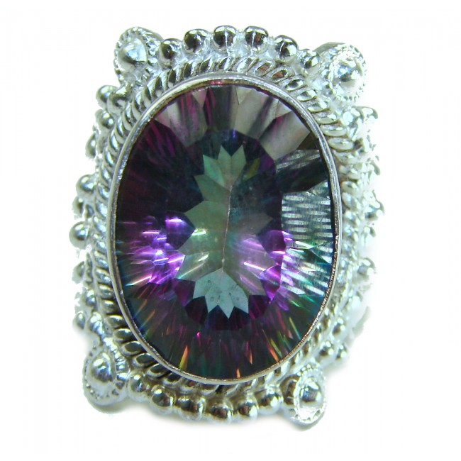 Big Dreamer 12.8 carat Mystic Topaz .925 Sterling Silver handcrafted Large ring size 6 - photo 3