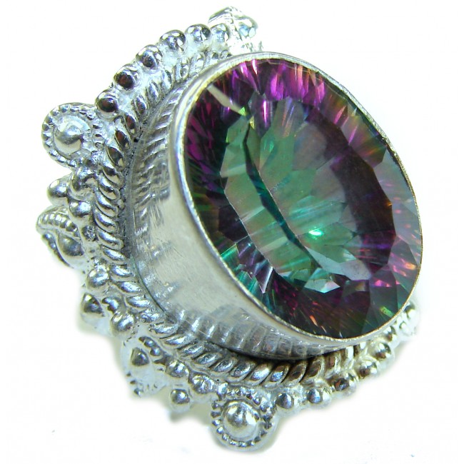 Big Dreamer 12.8 carat Mystic Topaz .925 Sterling Silver handcrafted Large ring size 6 - photo 2