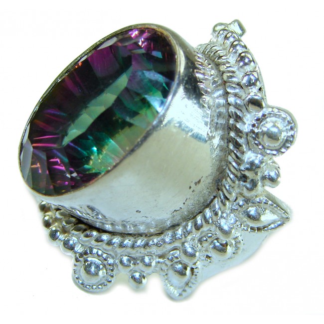 Big Dreamer 12.8 carat Mystic Topaz .925 Sterling Silver handcrafted Large ring size 6 - photo 1