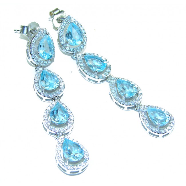 Dolce Vita authentic 12.5 carat authentic Aquamarine .925 Sterling Silver handcrafted Statement earrings - photo 3