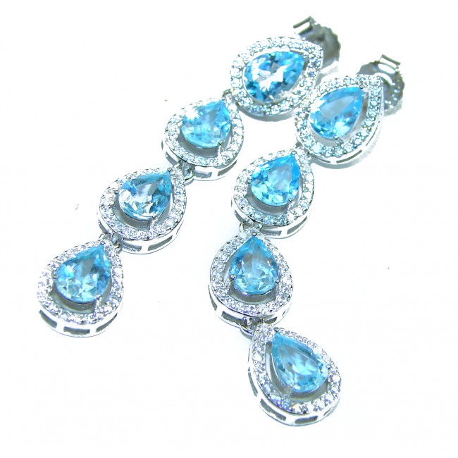 Dolce Vita authentic 12.5 carat authentic Aquamarine .925 Sterling Silver handcrafted Statement earrings - photo 2