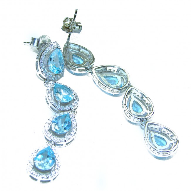 Dolce Vita authentic 12.5 carat authentic Aquamarine .925 Sterling Silver handcrafted Statement earrings - photo 1