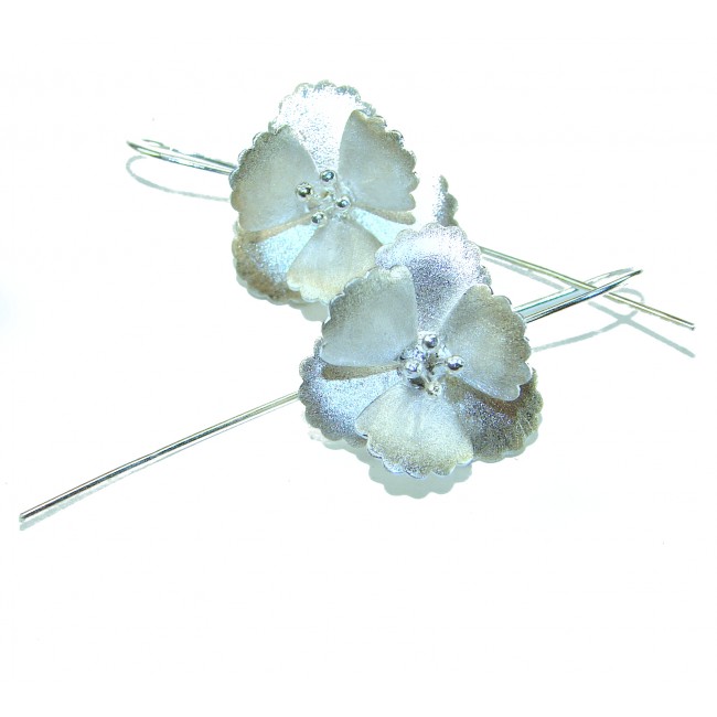 Silver Flowers Italy made .925 Sterling Silver Earrings - photo 3