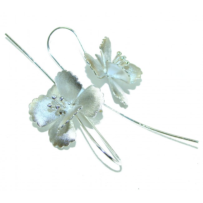 Silver Flowers Italy made .925 Sterling Silver Earrings - photo 2