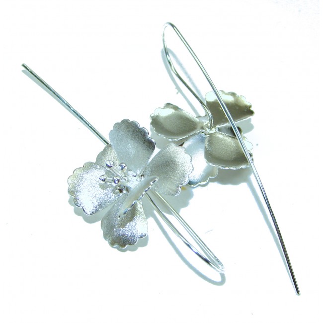 Silver Flowers Italy made .925 Sterling Silver Earrings - photo 1