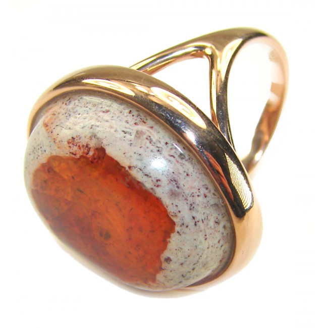 Orange Galaxy best quality 19.4 carat Mexican Opal 18K Gold over .925 Sterling Silver handmade ring 6