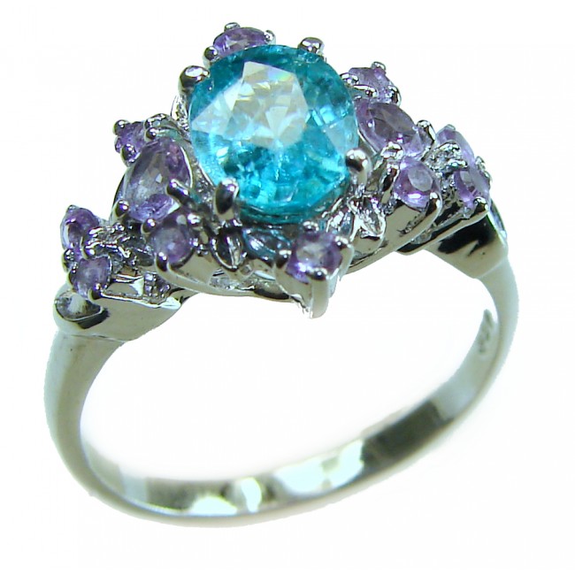 Pure Perfection 3.1 carat GENUINE Apatite .925 Silver handcrafted Ring s. 9
