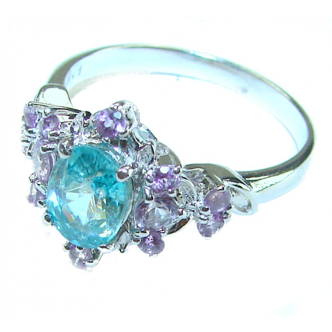 Pure Perfection 3.1 carat GENUINE Apatite .925 Silver handcrafted Ring s. 9
