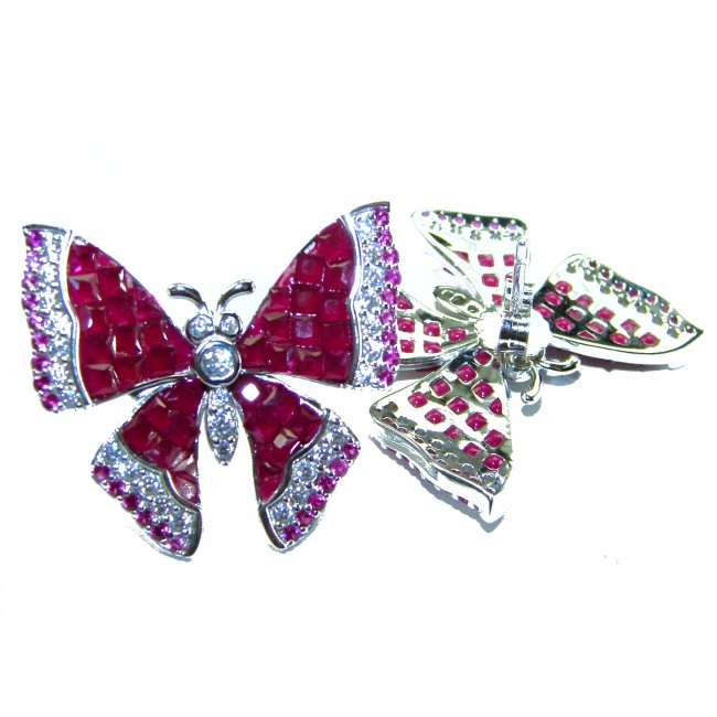 Real Beauty natural 18.2 carat Ruby Butterflies .925 Sterling Silver handcrafted earrings