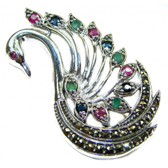 Perfect Swan .925 Sterling Silver handmade Pendant Brooch