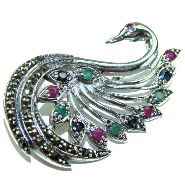 Perfect Swan .925 Sterling Silver handmade Pendant Brooch
