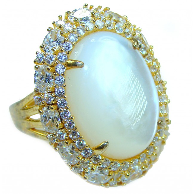 Luxurious Blister Pearl 1.03 carat lab. grown diamonds 18K Gold over .925 Sterling Silver brilliantly handcrafted ring s. 7 1/2 - photo 4