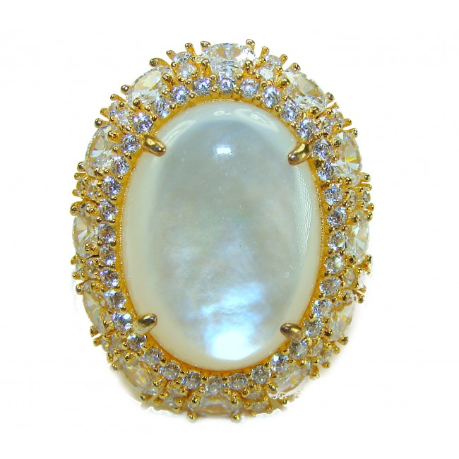 Luxurious Blister Pearl 1.03 carat lab. grown diamonds 18K Gold over .925 Sterling Silver brilliantly handcrafted ring s. 7 1/2 - photo 3