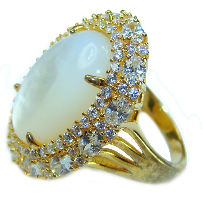 Luxurious Blister Pearl 1.03 carat lab. grown diamonds 18K Gold over .925 Sterling Silver brilliantly handcrafted ring s. 7 1/2 - photo 2