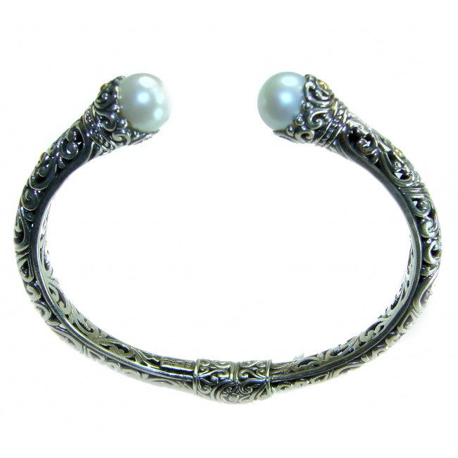 Bali Legacy authentic WHITE PEARL Floral Bracelet in .925 Sterling Silver