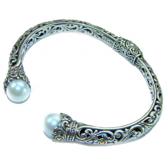 Bali Legacy authentic WHITE PEARL Floral Bracelet in .925 Sterling Silver