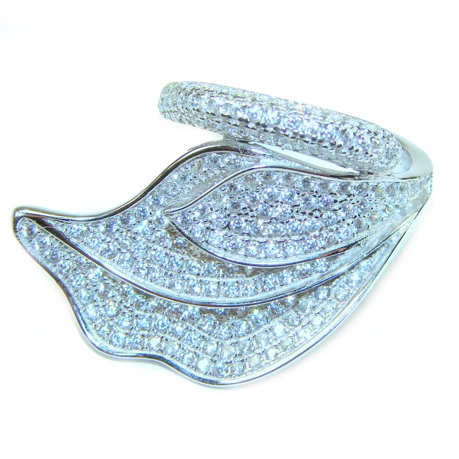 Precious Leaf 10.2 carat White Topaz .925 Silver handcrafted Cocktail Ring s. 7 1/4 - photo 2