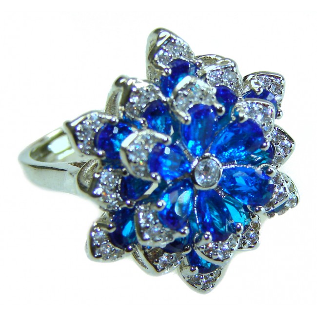 21.5 carat Swiss Blue Topaz .925 Sterling Silver handmade Statement Ring size 6 1/2