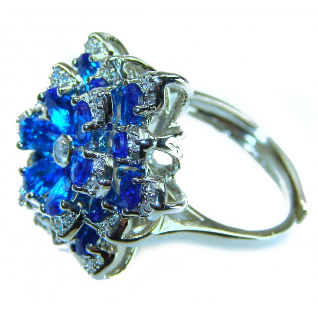 21.5 carat Swiss Blue Topaz .925 Sterling Silver handmade Statement Ring size 6 1/2