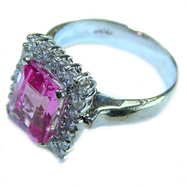 Blooming Beauty 5.8 carat Pink Sapphire .925 Silver handcrafted Cocktail Ring s. 5 1/2
