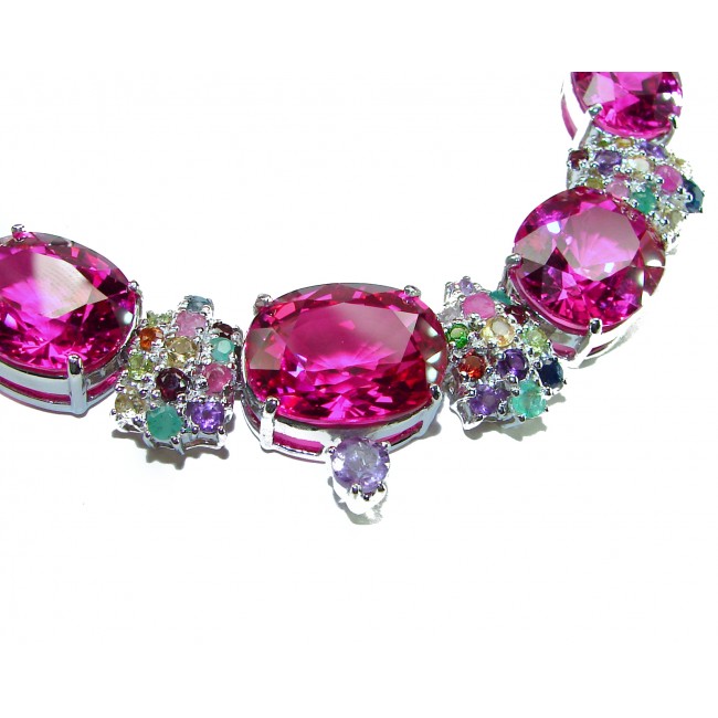 Tiffany - Magnificent 183.5 carat Pink Sapphire .925 Sterling Silver handcrafted Large Statement necklace