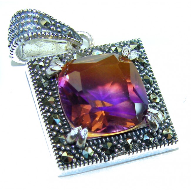 Emma 5.5 carat Ametrine Marcasite .925 Sterling Silver handmade Pendant