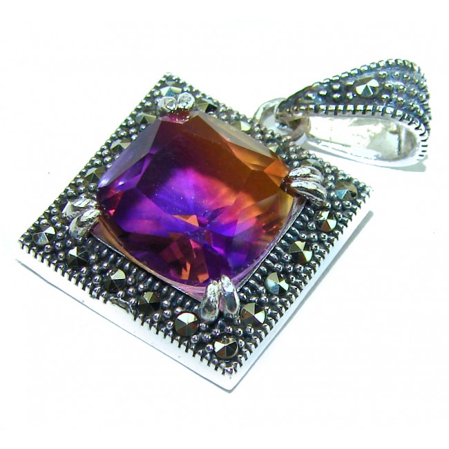 Emma 5.5 carat Ametrine Marcasite .925 Sterling Silver handmade Pendant