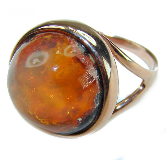 Orange Galaxy best quality 19.4 carat Mexican Opal 18K Gold over .925 Sterling Silver handmade ring 8