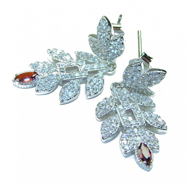 Penelope Authentic - Vintage Design 3.4 CARAT Garnet .925 Sterling Silver handcrafted earrings