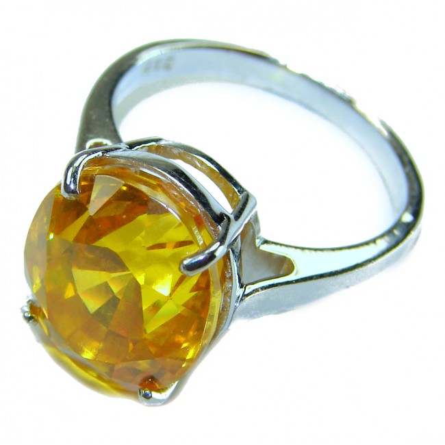 Maria - 15.5 carat Golden Topaz .925 Sterling Silver handcrafted ring s. 8 1/4