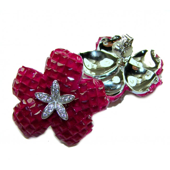 Born to Glam floral-inspired authentic 32.5 carat Ruby .925 Sterling Silver handcrafted earrings