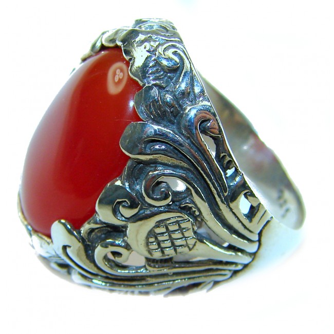 Orange Power natural Carnelian .925 Sterling Silver handmade ring s. 10